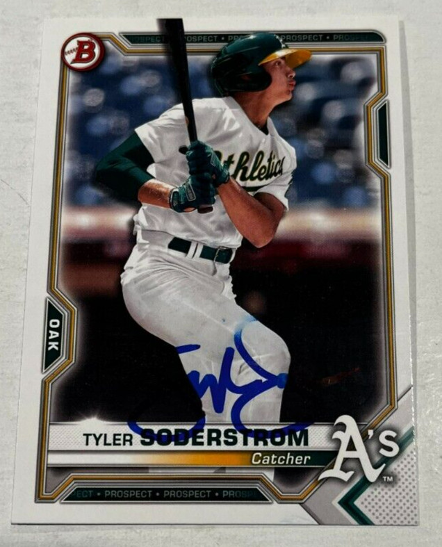 TYLER SODERSTROM SIGNED 2021 BOWMAN PROSPECT BASEBALL ROOKIE CARD AUTO COLLECTIBLE MEMORABILIA