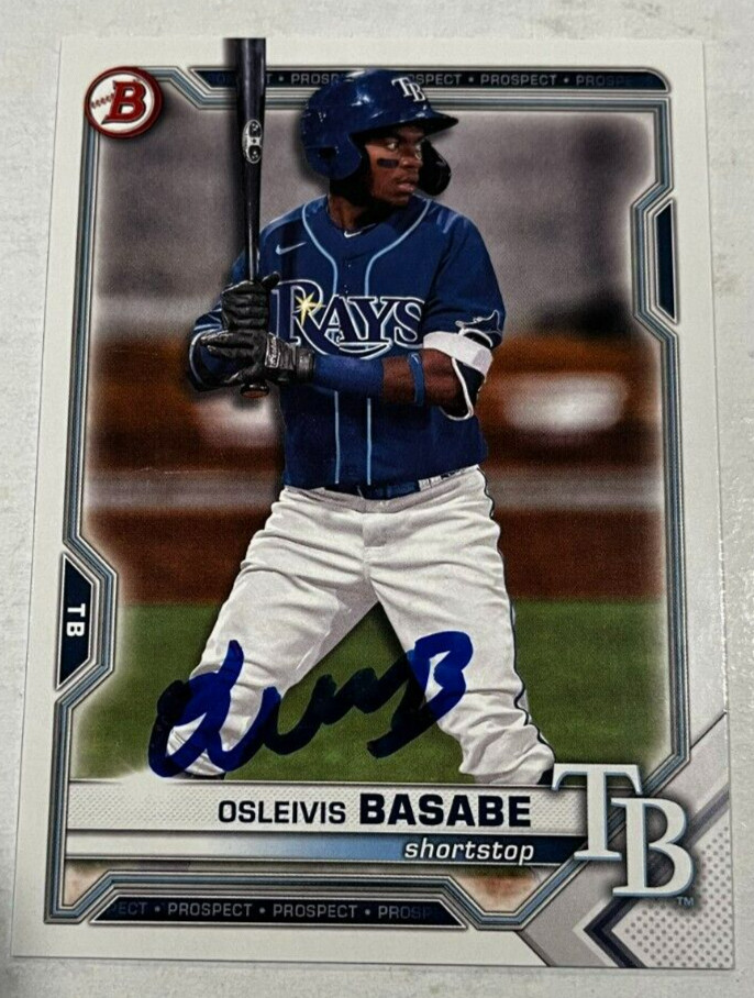 OSLEIVIS BASABE SIGNED 2021 BOWMAN DRAFT PROSPECT BASEBALL ROOKIE CARD AUTO