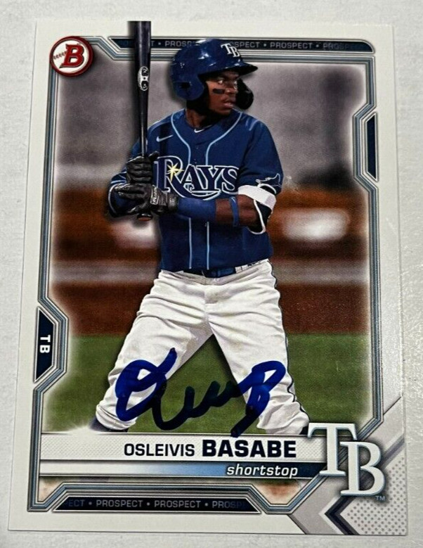 OSLEIVIS BASABE SIGNED 2021 BOWMAN DRAFT PROSPECT BASEBALL ROOKIE CARD AUTO