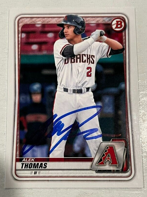 ALEK THOMAS SIGNED 2020 BOWMAN DRAFT PROSPECT BASEBALL ROOKIE CARD AUTO