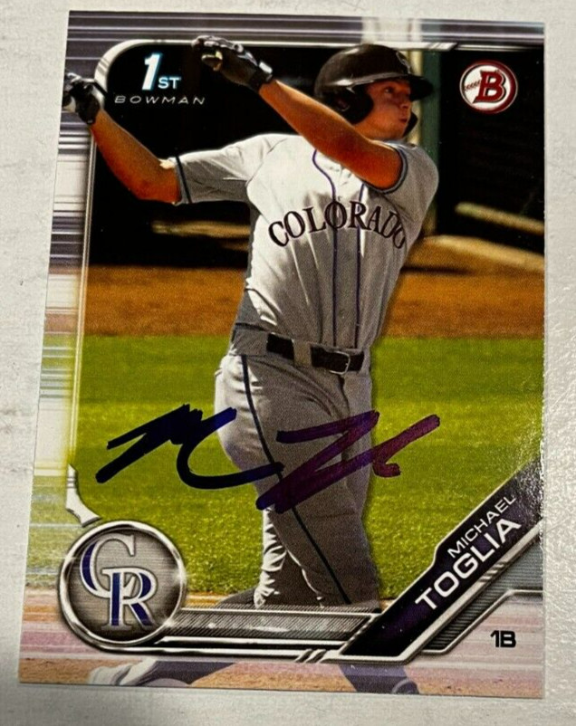 MICHAEL TOGLIA SIGNED 2019 BOWMAN DRAFT PROSPECT ROOKIE CARD AUTO