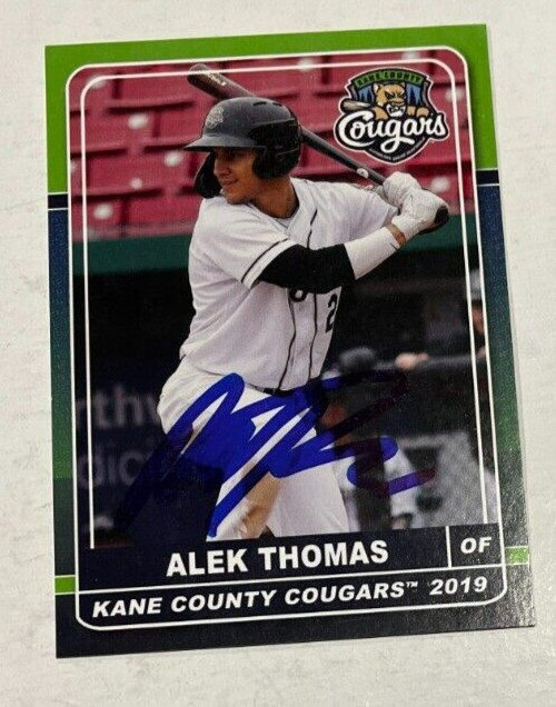 ALEK THOMAS SIGNED 2019 KANE COUNTY COUGARS PROSPECT ROOKIE CARD AUTO