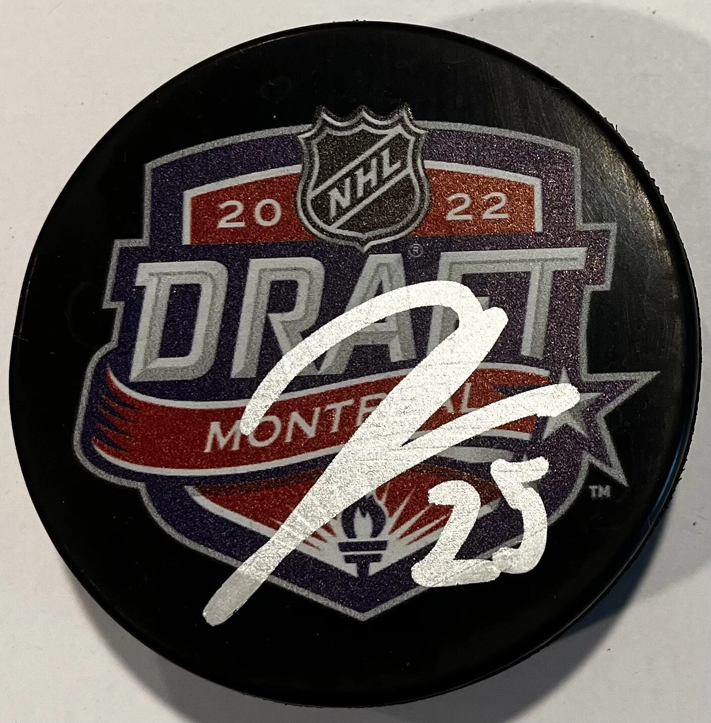 JOAKIM KEMELL SIGNED 2022 NHL DRAFT HOCKEY PUCK W/ CASE NASHVILLE PREDATORS COA