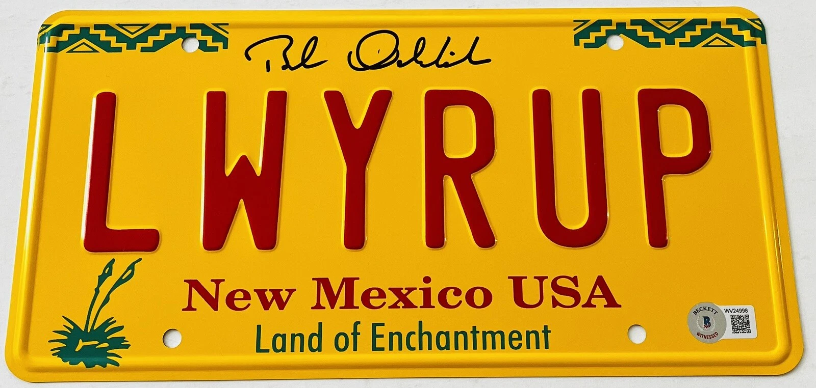 BOB ODENKIRK SIGNED BETTER CALL SAUL GOODMAN LICENSE PLATE BREAKING BAD BAS COA