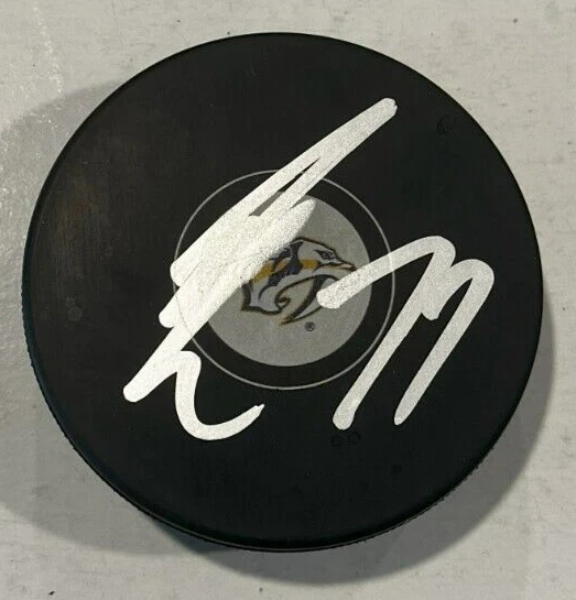 LUKE EVANGELISTA SIGNED NASHVILLE PREDATORS HOCKEY PUCK W/ CASE COA