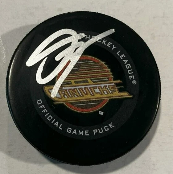 DAKOTA JOSHUA SIGNED VANCOUVER CANUCKS GAME HOCKEY PUCK W/ CASE COA