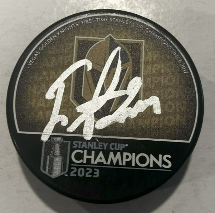 IVAN BARBASHEV SIGNED 2023 VEGAS GOLDEN KNIGHTS STANLEY CUP PUCK W CASE COA