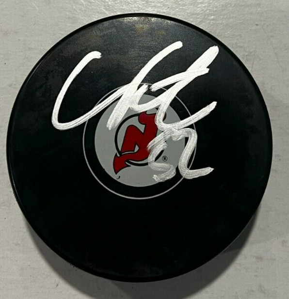 CAL FOOTE SIGNED NEW JERSEY DEVILS HOCKEY PUCK W/ CASE COA