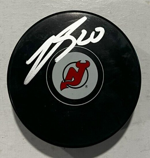 MICHAEL MCLEOD SIGNED NEW JERSEY DEVILS HOCKEY PUCK W/ CASE COA