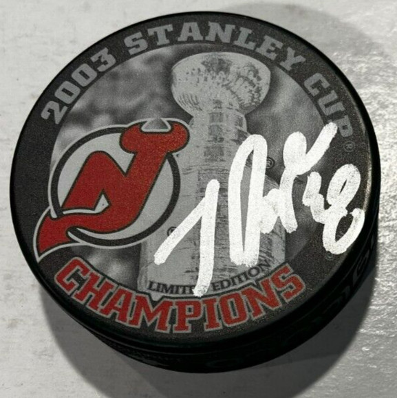 SERGEI BRYLIN SIGNED NEW JERSEY DEVILS 2003 STANLEY CUP HOCKEY PUCK W/ CASE COA
