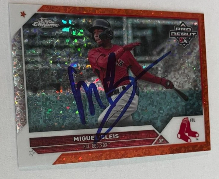 MIGUEL BLEIS SIGNED 2023 TOPPS PRO DEBUT ORANGE DIAMOND /25  BASEBALL CARD AUTO