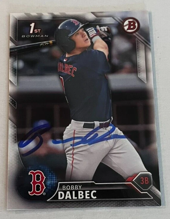 BOBBY DALBEC SIGNED 2016 BOWMAN DRAFT PROSPECT BASEBALL ROOKIE CARD AUTO