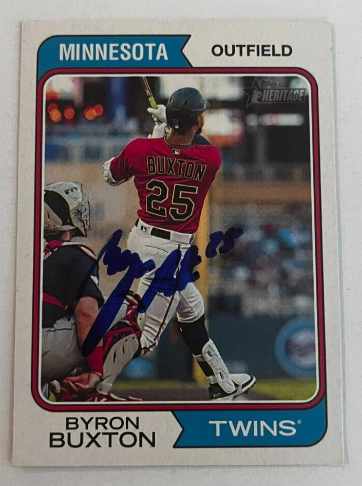 BYRON BUXTON SIGNED 2023 TOPPS HERITAGE BASEBALL CARD AUTO