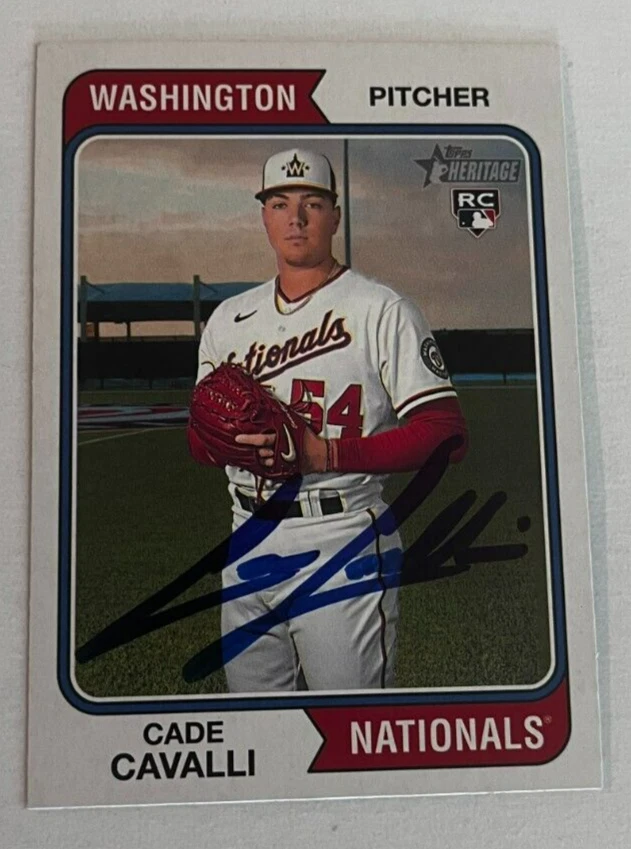 CADE CAVALLI SIGNED 2023 TOPPS HERITAGE BASEBALL CARD AUTO