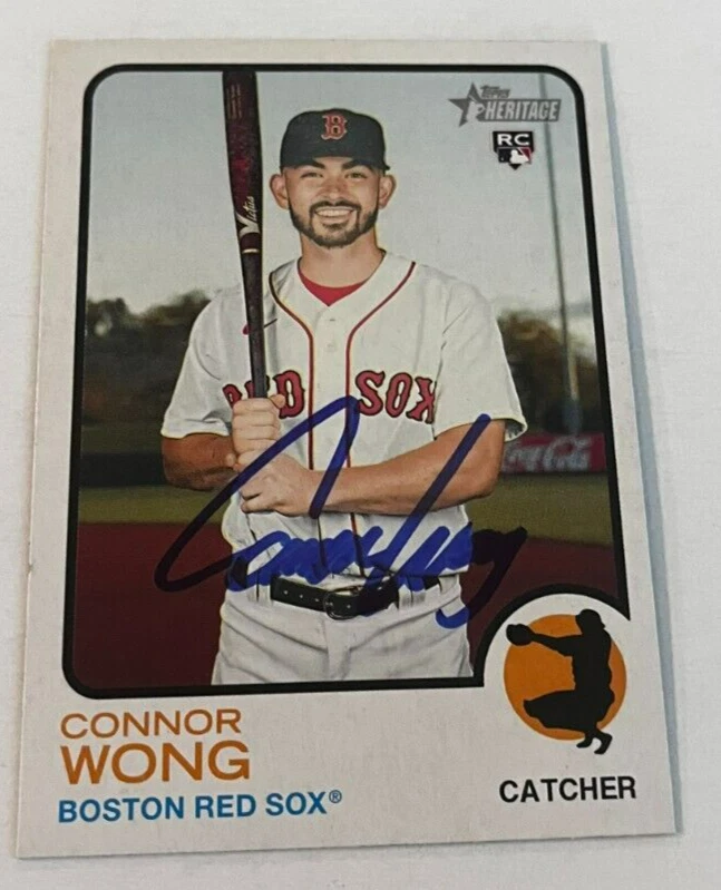 CONNOR WONG SIGNED 2022 TOPPS HERITAGE BASEBALL CARD AUTO