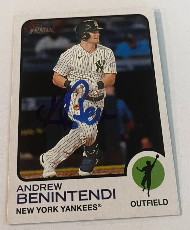 ANDREW BENINTENDI SIGNED 2022 TOPPS HERITAGE BASEBALL CARD AUTO