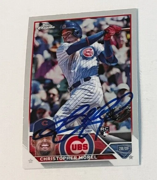CHRISTOPHER MOREL SIGNED 2023 TOPPS CHROME BASEBALL CARD AUTO