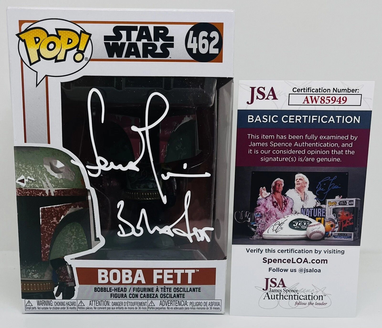 TEMUERA MORRISON SIGNED BOBA FETT POP FUNKO FIGURE STAR WARS JSA COA