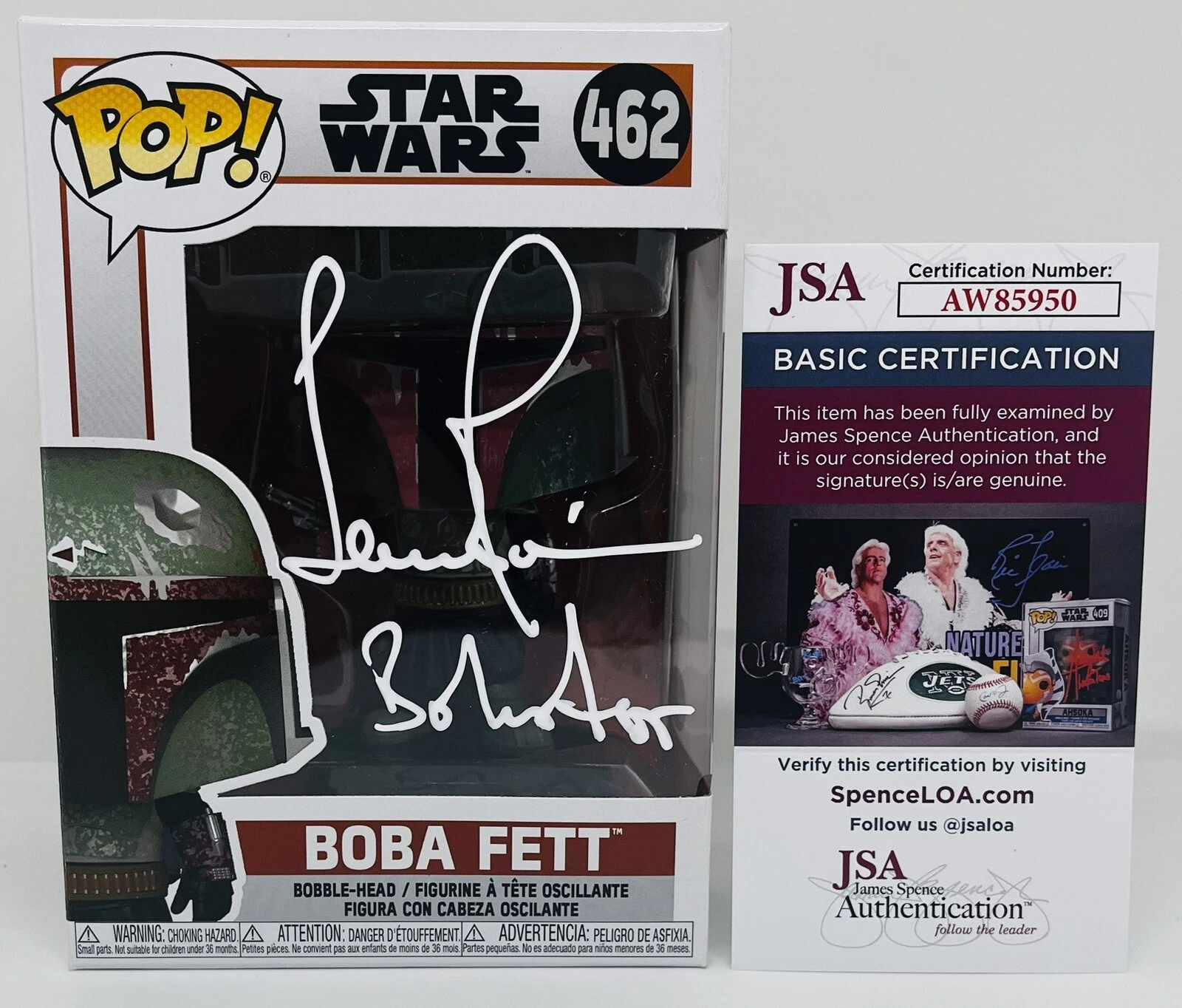 TEMUERA MORRISON SIGNED BOBA FETT POP FUNKO FIGURE STAR WARS JSA COA