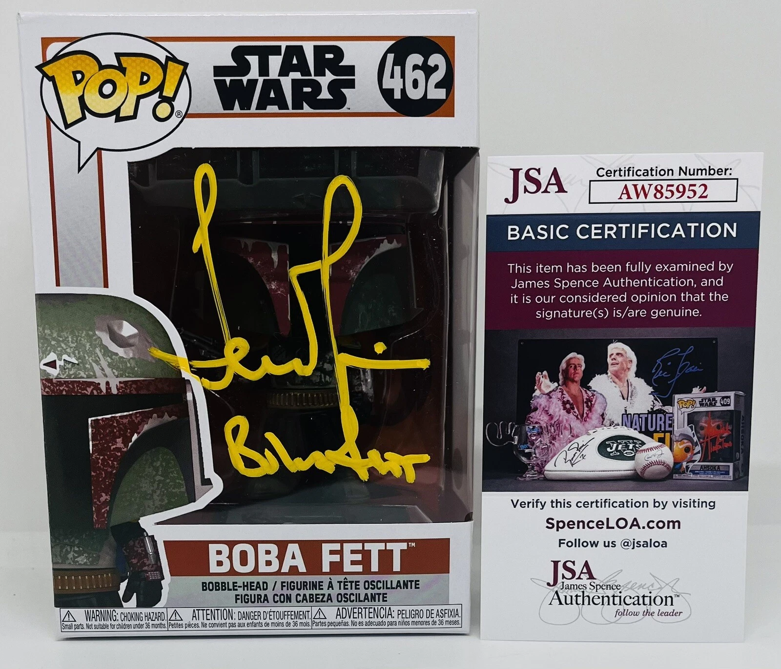 TEMUERA MORRISON SIGNED BOBA FETT POP FUNKO FIGURE STAR WARS JSA COA