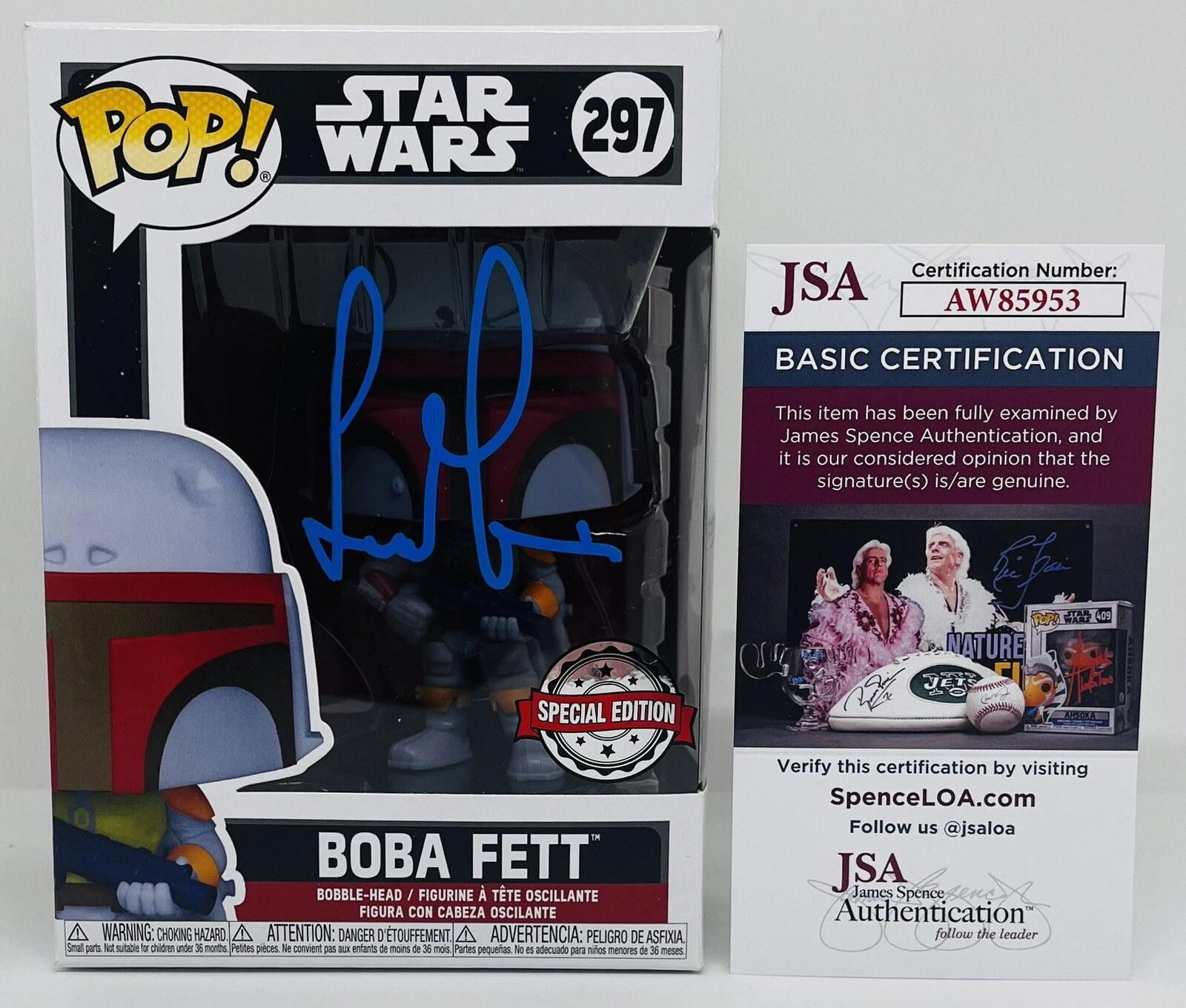 TEMUERA MORRISON SIGNED BOBA FETT POP FUNKO FIGURE STAR WARS JSA COA