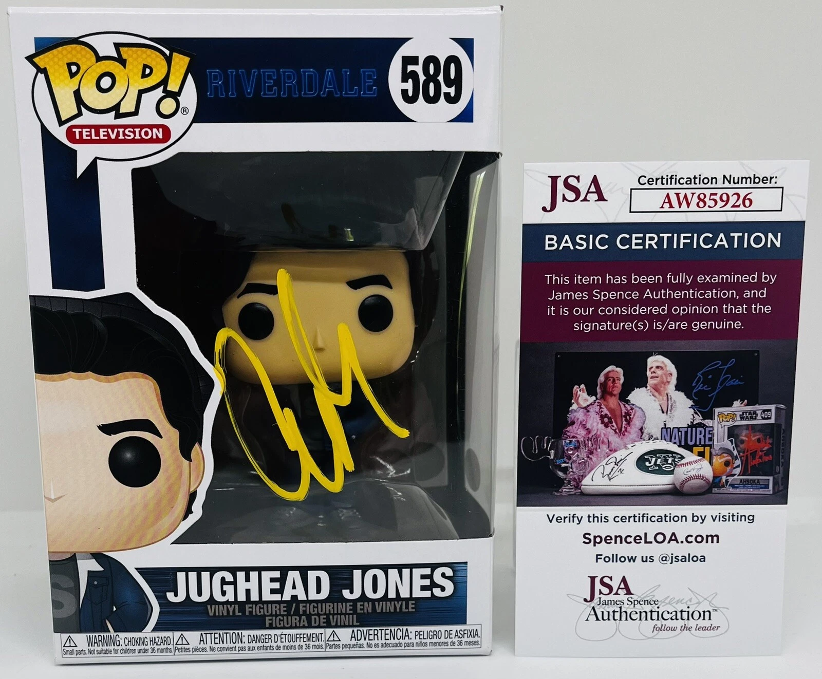 COLE SPROUSE SIGNED JUGHEAD JONES POP FUNKO FIGURE RIVERDALE TV SHOW JSA COA
