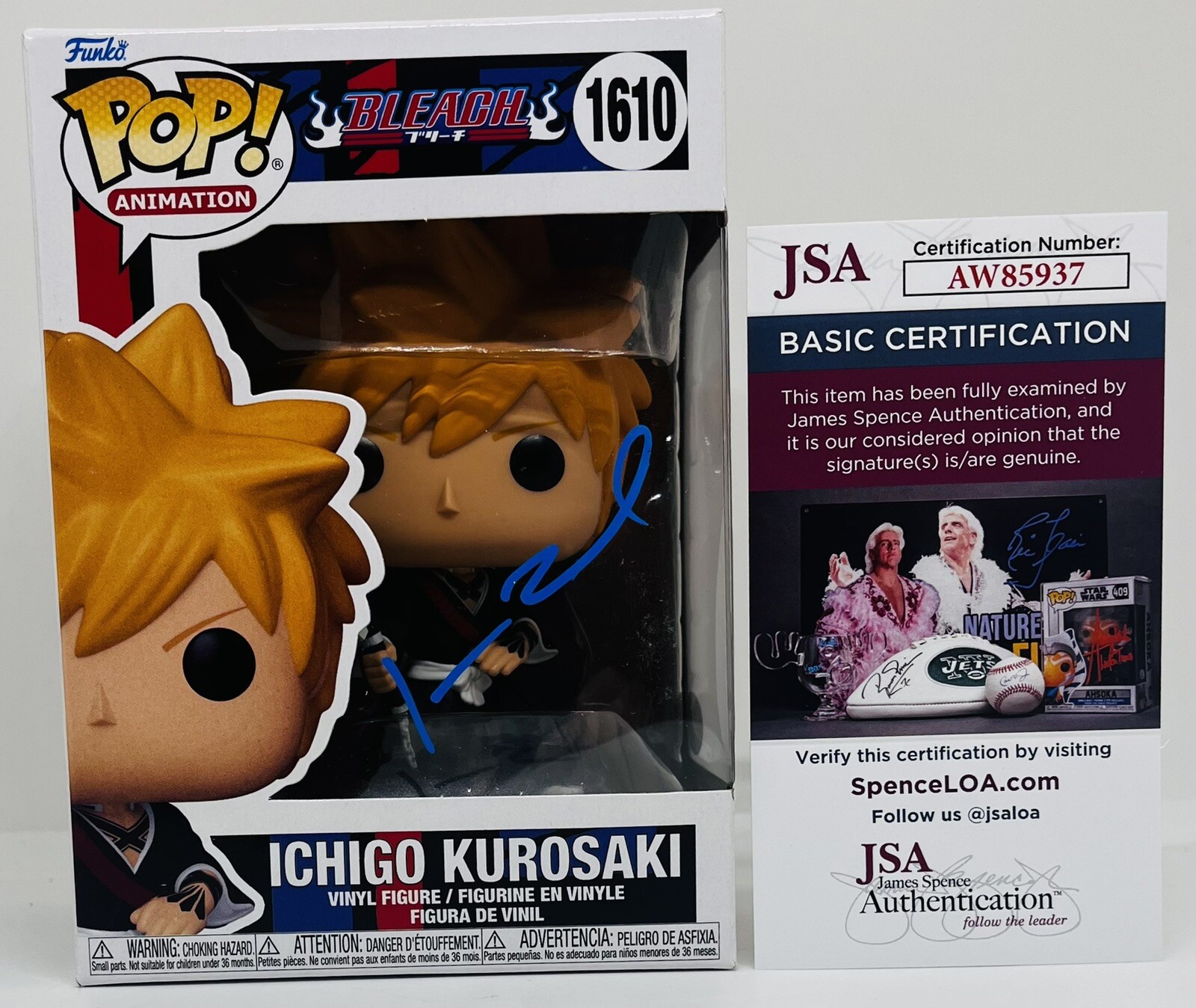 JOHNNY YONG BOSCH SIGNED ICHIGO KUROSAKI POP FUNKO FIGURE BLEACH JSA COA