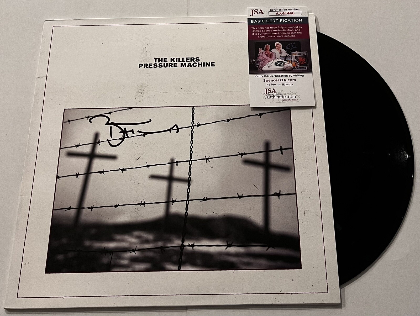 THE KILLERS BRANDON FLOWERS SIGNED PRESSURE MACHINE LP VINYL RECORD JSA COA