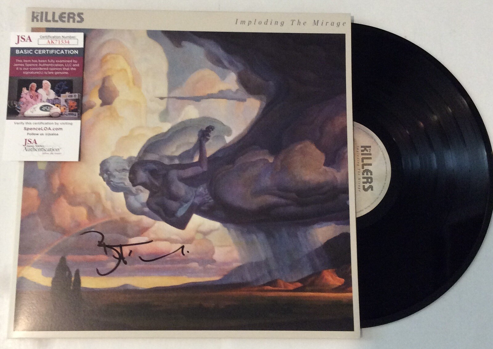 BRANDON FLOWERS SIGNED KILLERS IMPLODING THE MIRAGE VINYL LP RECORD ALBUM JSA