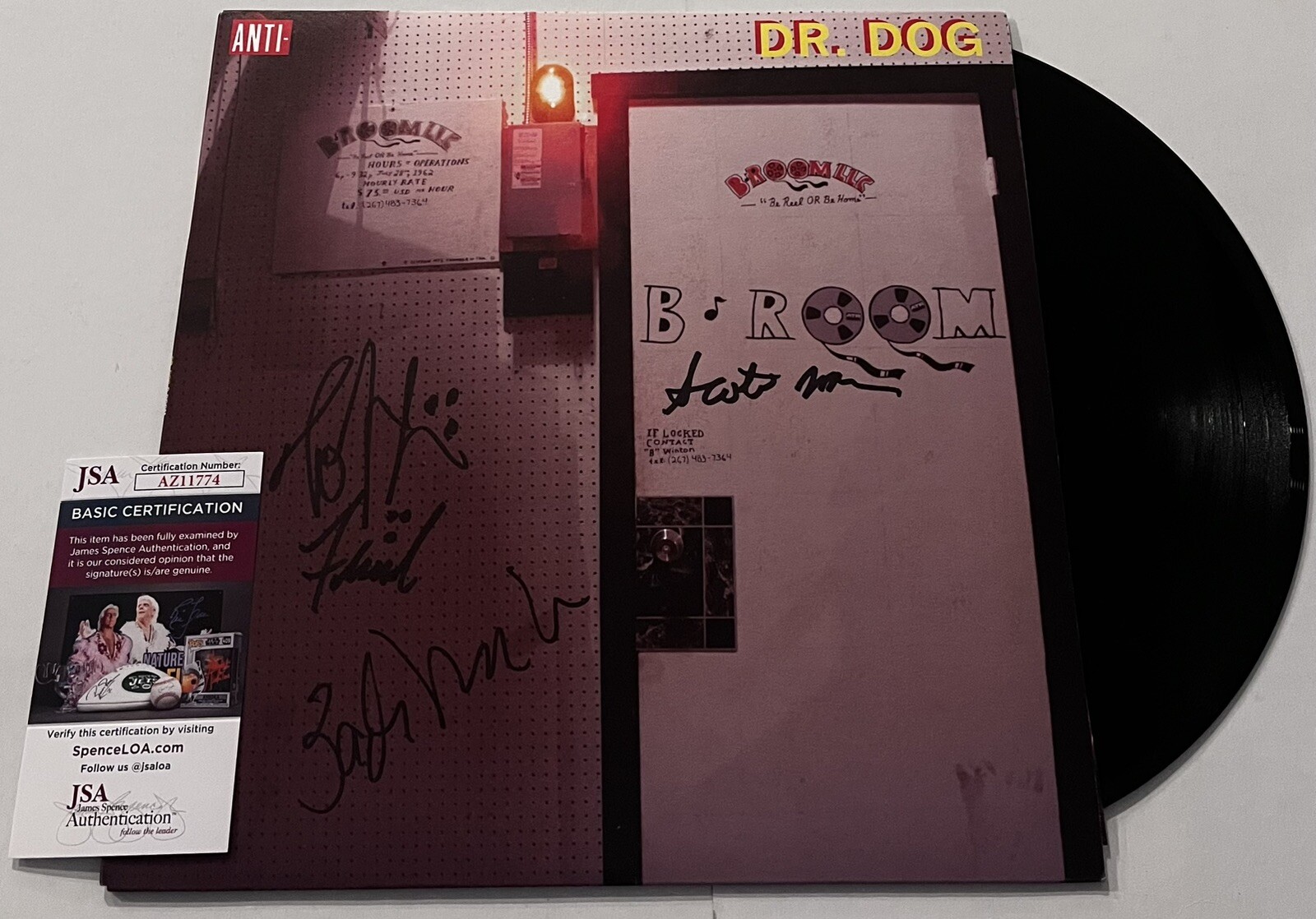 DR DOG BAND SIGNED B-ROOM LP VINYL RECORD TOBY LEAMAN +3 DR. JSA COA