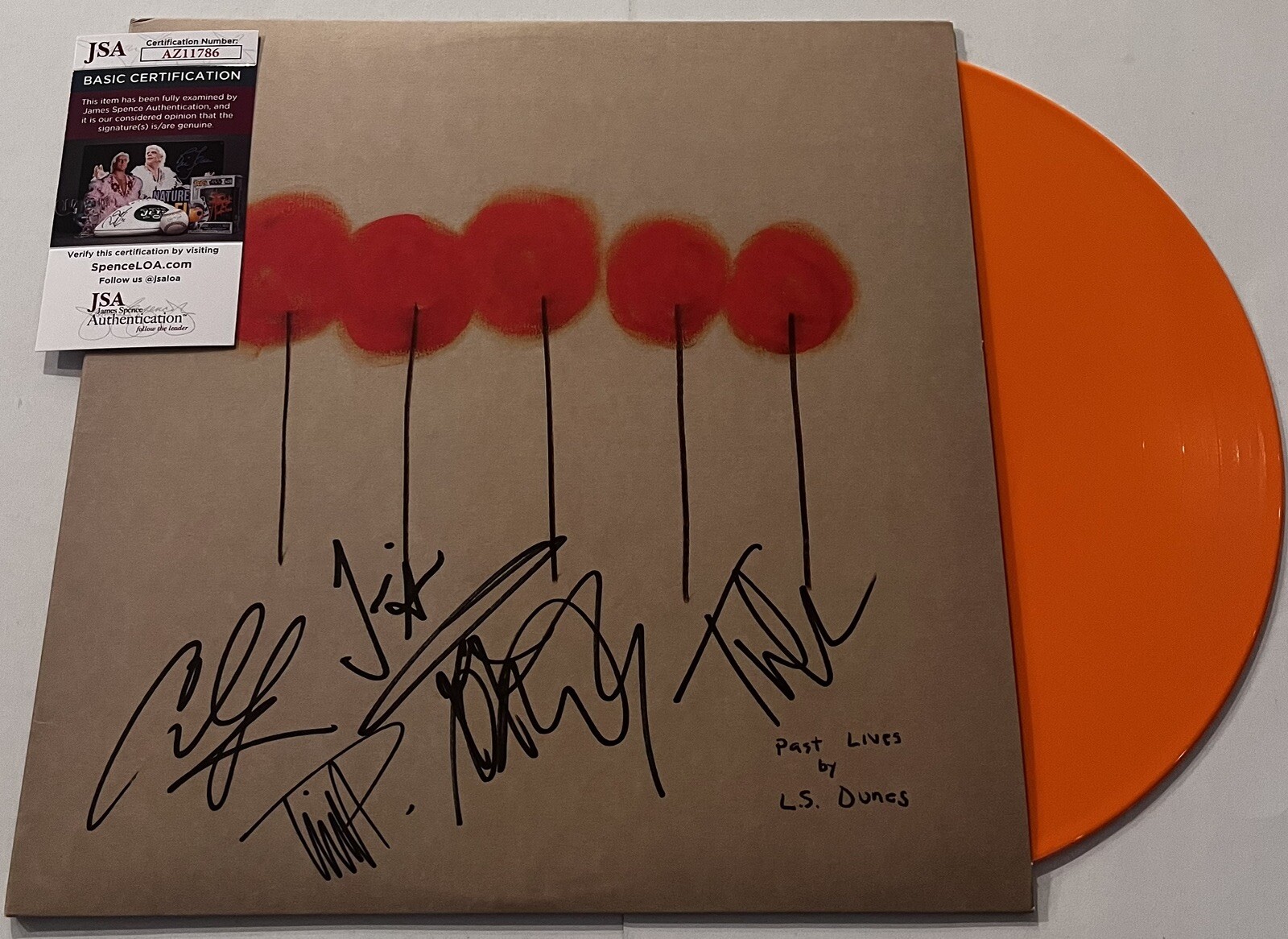 L.S. DUNES BAND SIGNED PAST LIVES LP VINYL RECORD ANTHONY GREEN +4 LS JSA COA