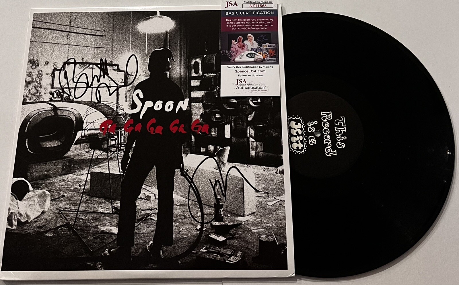 SPOON BAND SIGNED GA GA GA GA GA LP VINYL RECORD BRITT DANIEL JIM ENO JSA COA