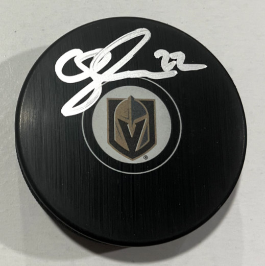 COLE SCHWINDT SIGNED VEGAS GOLDEN KNIGHTS HOCKEY PUCK W/ CASE COA