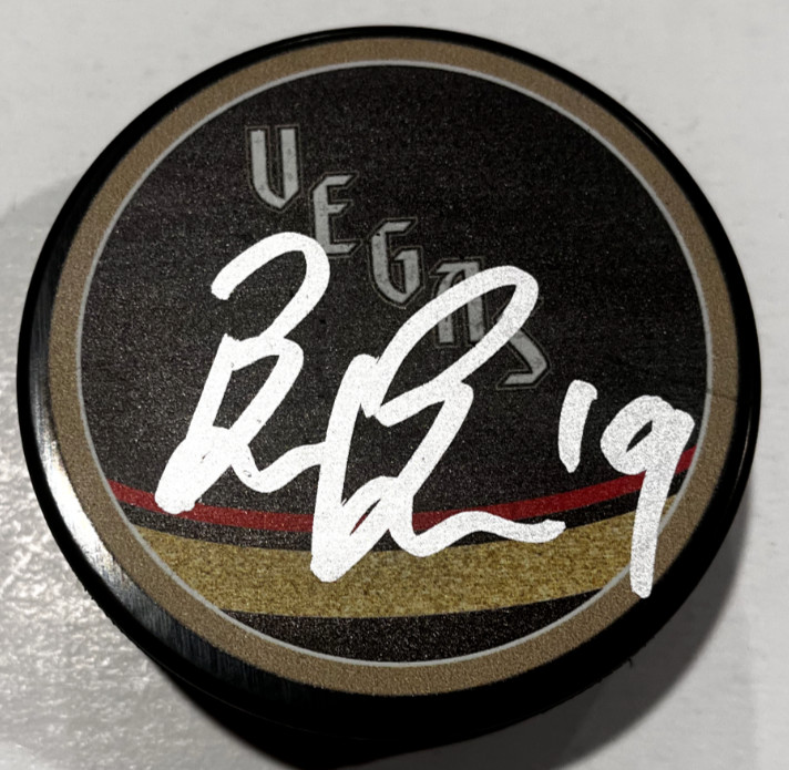 BRENDAN BRISSON SIGNED VEGAS GOLDEN KNIGHTS HOCKEY PUCK W/ CASE COA