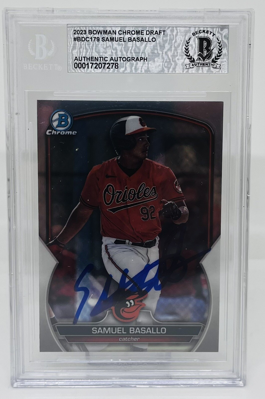 SAMUEL BASALLO SIGNED 2023 BOWMAN CHROME DRAFT ROOKIE CARD BECKETT BAS AUTO