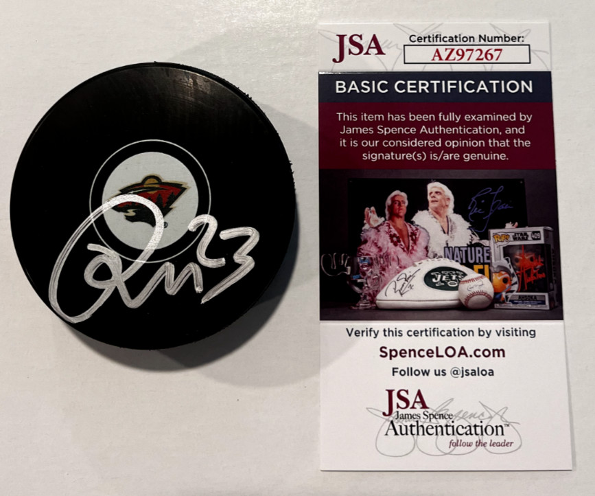 MARCO ROSSI SIGNED MINNESOTA WILD HOCKEY PUCK W/ CASE JSA COA