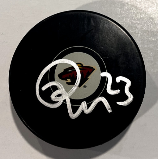 MARCO ROSSI SIGNED MINNESOTA WILD HOCKEY PUCK W/ CASE COA