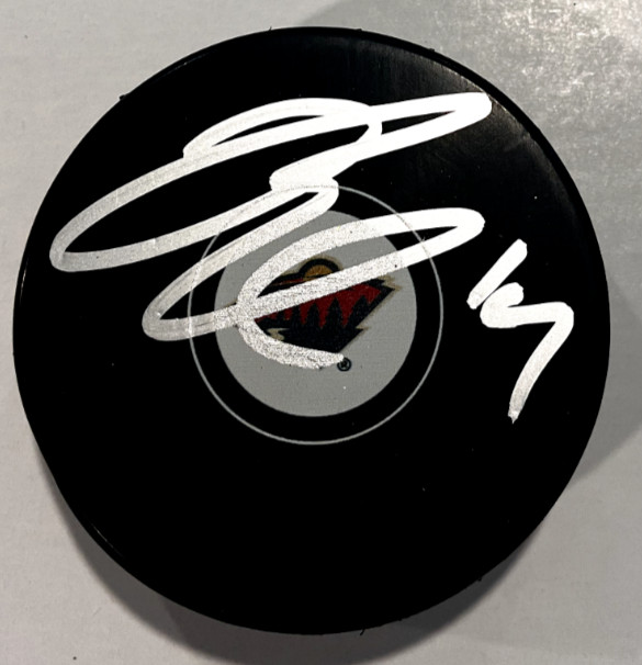 JOEL ERIKSSON EK SIGNED MINNESOTA WILD HOCKEY PUCK W/ CASE COA
