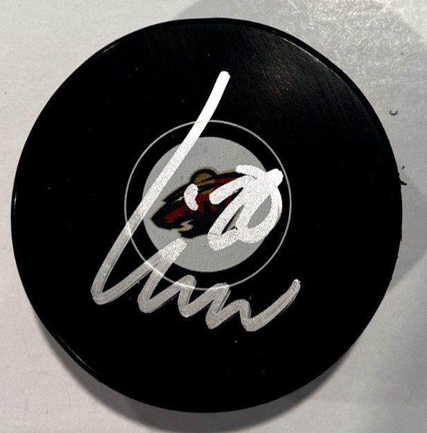 LIAM OHGREN SIGNED MINNESOTA WILD HOCKEY PUCK W/ CASE COA