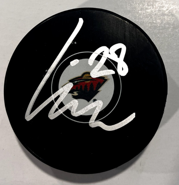 LIAM OHGREN SIGNED MINNESOTA WILD HOCKEY PUCK W/ CASE COA