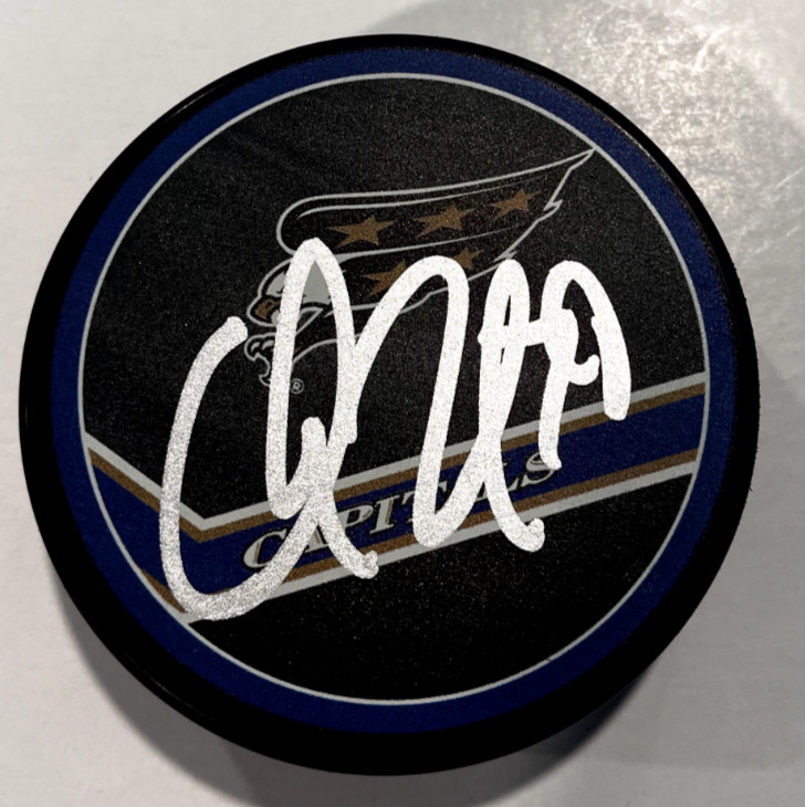 CHARLIE LINDGREN SIGNED WASHINGTON CAPITALS HOCKEY PUCK W/ CASE COA