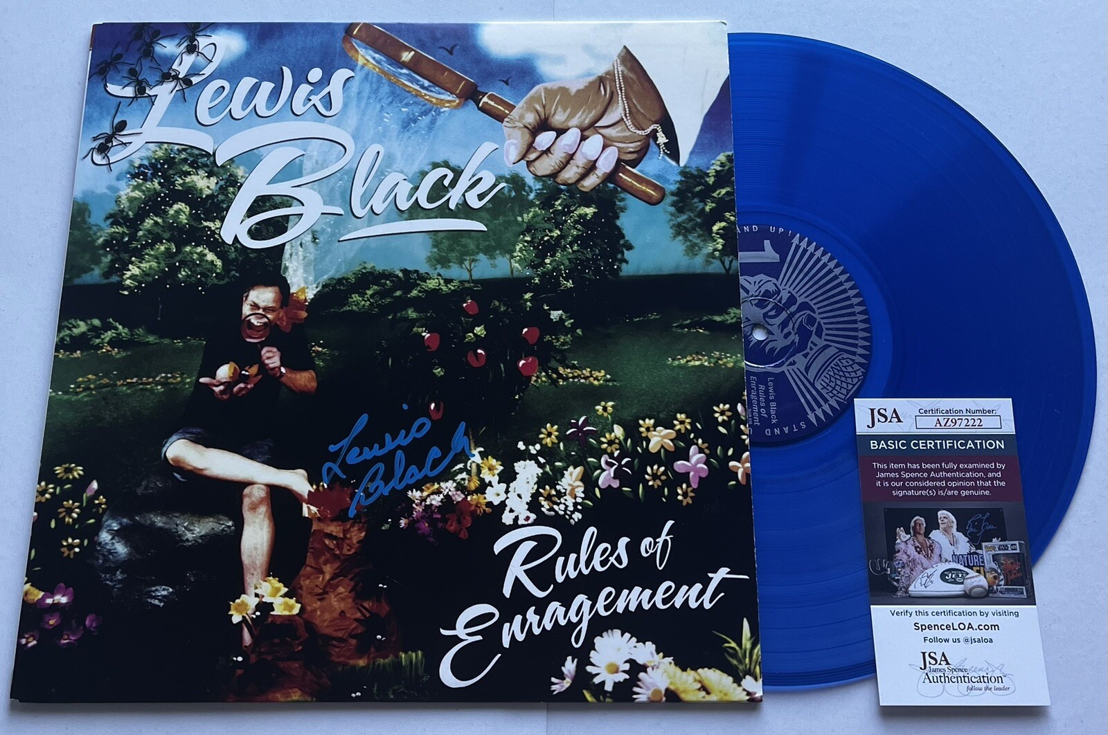 LEWIS BLACK SIGNED RULES OF ENRAGEMENT LP BLUE VINYL RECORD COMEDY ALBUM JSA COA