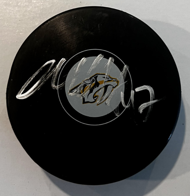 MICHAEL MCCARRON SIGNED NASHVILLE PREDATORS HOCKEY PUCK W/ CASE COA