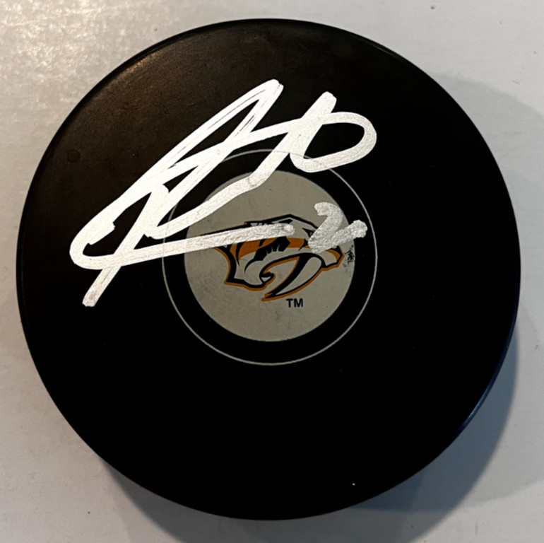 PHILIP TOMASINO SIGNED NASHVILLE PREDATORS HOCKEY PUCK W/ CASE COA