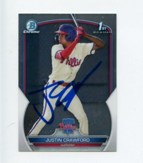 JUSTIN CRAWFORD SIGNED 2023 BOWMAN CHROME CARD AUTO
