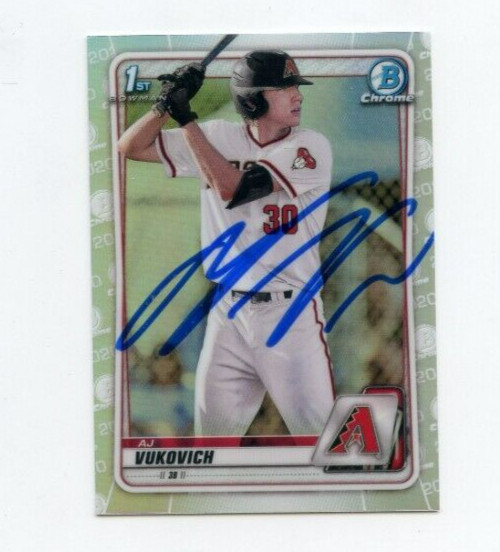 AJ VUKOVICH SIGNED 2020 BOWMAN CHROME DRAFT REFRACTOR CARD AUTO