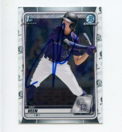 ZAC VEEN SIGNED 2020 BOWMAN CHROME DRAFT CARD AUTO
