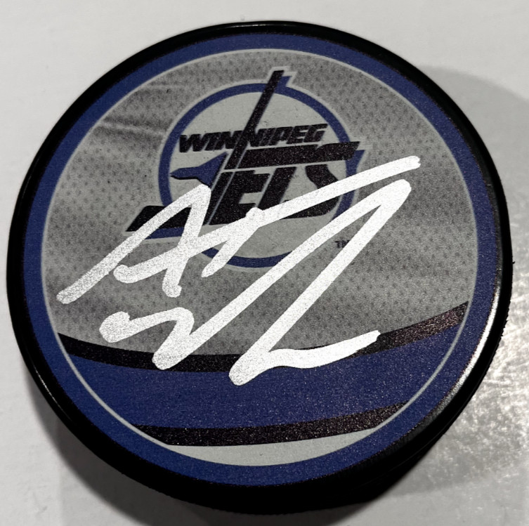 ALEX IAFALLO SIGNED WINNIPEG JETS HOCKEY PUCK W/ CASE COA