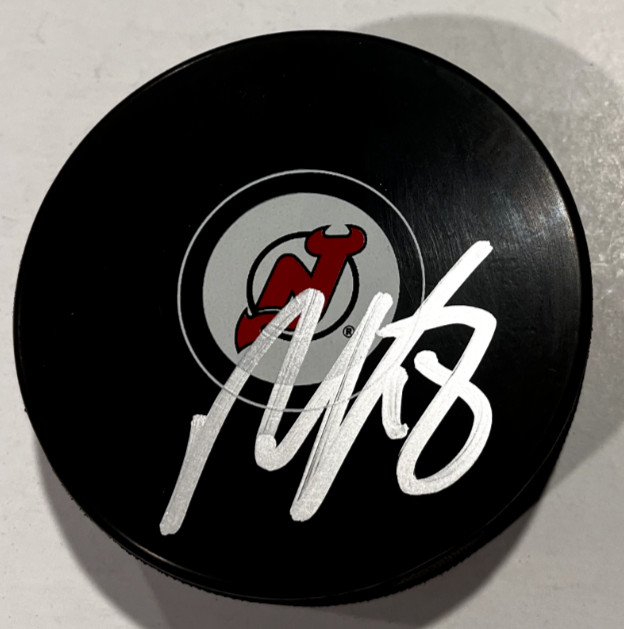 ONDREJ PALAT SIGNED NEW JERSEY DEVILS HOCKEY PUCK W/ CASE COA