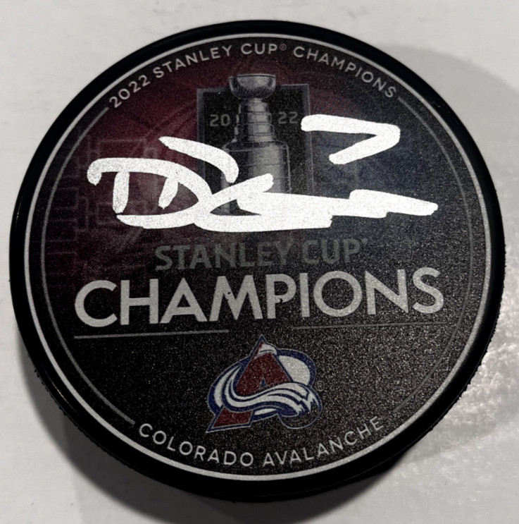 DEVON TOEWS SIGNED COLORADO AVALANCHE 2022 STANLEY CUP PUCK W/ CASE COA